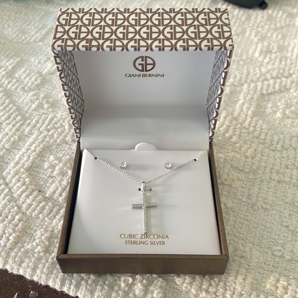 Giani Bernini Sterling Silver Cross Cubic Zirconia Earrings